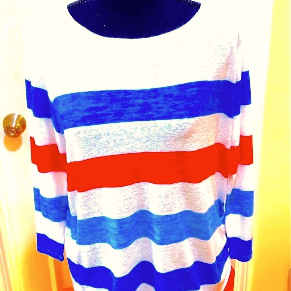 Talbots Red White & Blue Long Sleeve Tee Size M